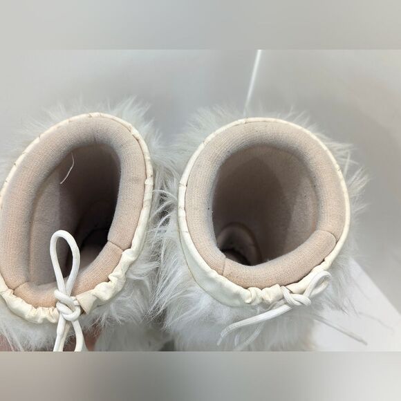 Modes White faux Fur Leather womens Snow Winter Tall Moon Boots EU 38/40 US 7/8 - Picture 5 of 11